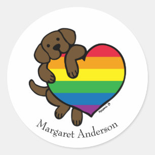 Chocolate Labrador Rainbow Pride Runt Klistermärke