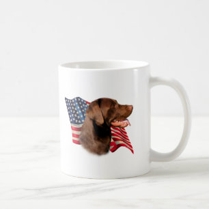 Chocolate Labrador Retriever American Flagga Kaffemugg
