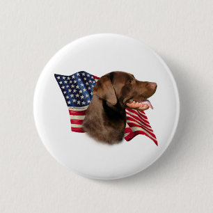 Chocolate Labrador Retriever American Flagga Knapp