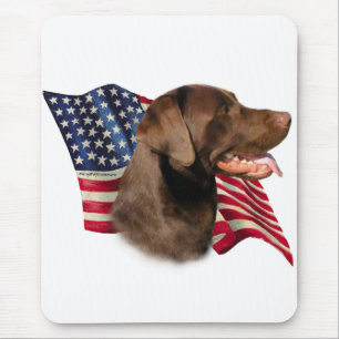 Chocolate Labrador Retriever American Flagga Musmatta