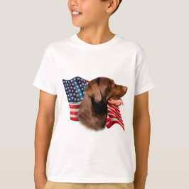 Chocolate Labrador Retriever American Flagga Tee Shirt