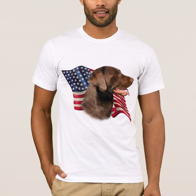 Chocolate Labrador Retriever American Flagga Tröja (Framsida)