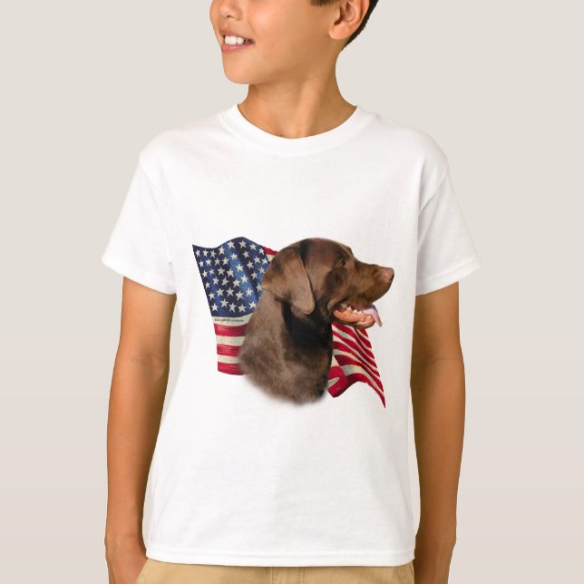 Chocolate Labrador Retriever American Flagga Tröja (Framsida)