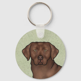 Chocolate Labrador Retriever Art Cute Lab Grönt Nyckelring