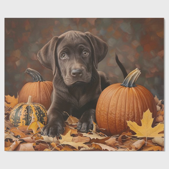 Chocolate Labrador Retriever Autumn Decoupage Presentpapper (Platt)