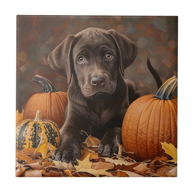 Chocolate Labrador Retriever Höst Kakelplatta (Framsidan)
