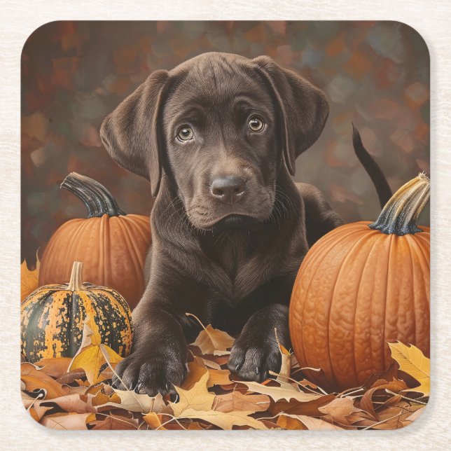 Chocolate Labrador Retriever Höst Underlägg Papper Kvadrat (Framsidan)