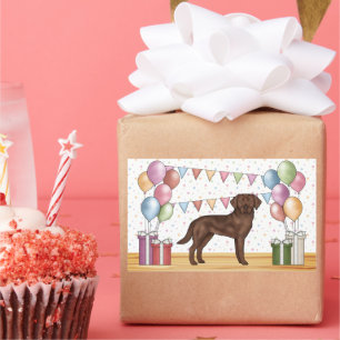 Chocolate Labrador Retriever Hund Colorful Birthda Rektangulärt Klistermärke