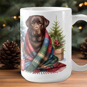 Chocolate Labrador Retriever Hund Cute Helgdag Kaffemugg