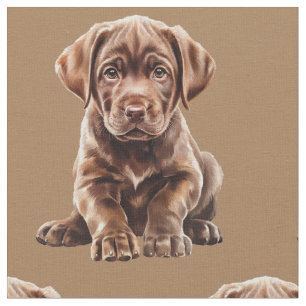Chocolate Labrador Retriever Hund Fabric Tyg