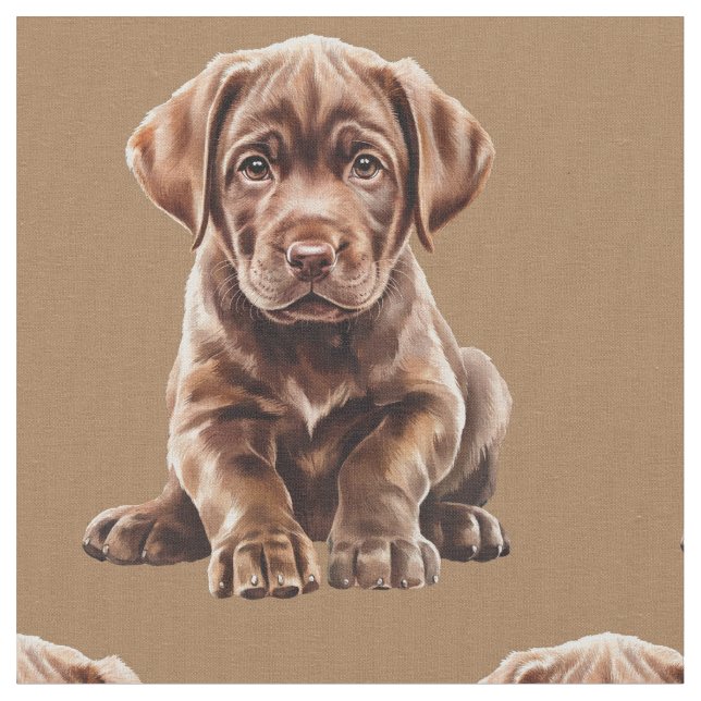 Chocolate Labrador Retriever Hund Fabric Tyg (Närbild)