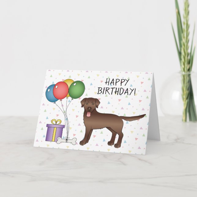 Chocolate Labrador Retriever Hund Grattis på födel Kort (Framsida)