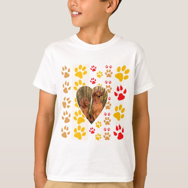 Chocolate Labrador Retriever Hund Hearts Paw Skriv Tee Shirt (Framsida)