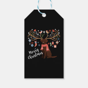 Chocolate Labrador Retriever Hund jul Presentetikett