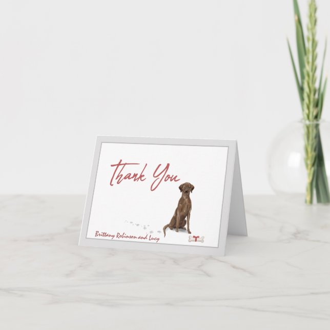 Chocolate Labrador Retriever Hund Personalize Tack Kort (Framsida)