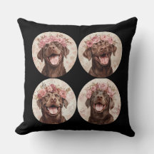 Chocolate Labrador Retriever Hund Rosa Blommigt
