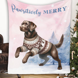 Chocolate Labrador Retriever Hund Rosa jul Fleecefilt