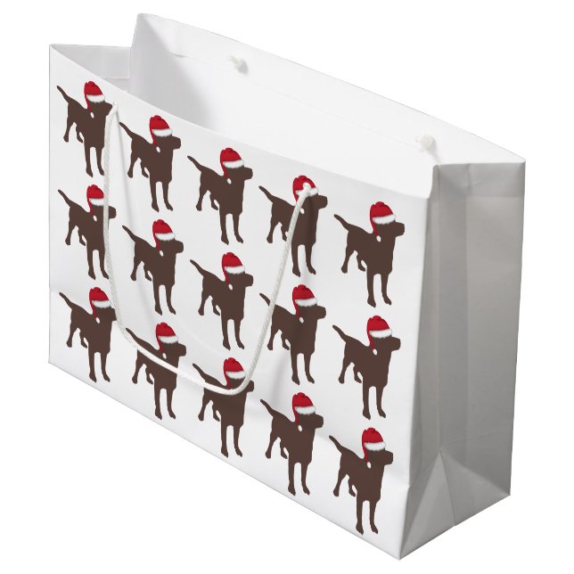 Chocolate Labrador Retriever i Red Santa Hat (Framsidan Vinklad)