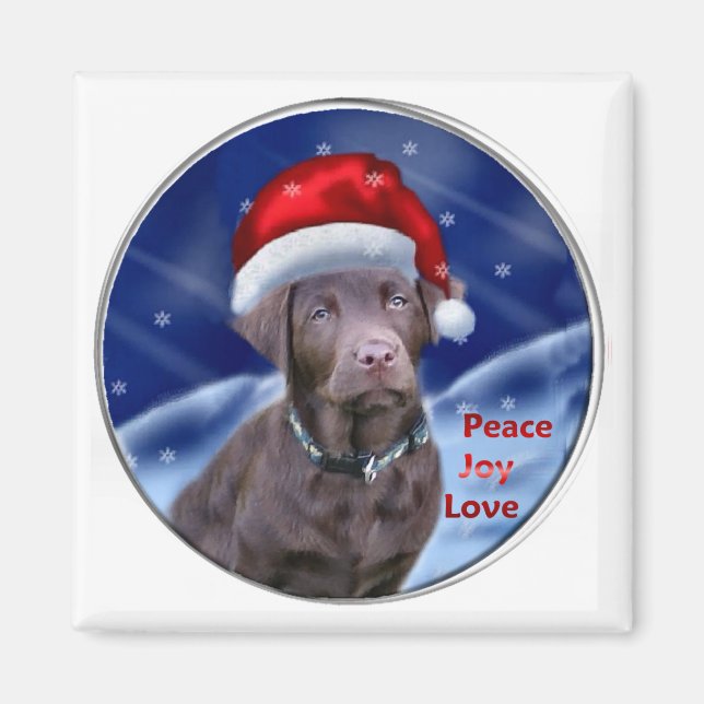 Chocolate Labrador Retriever-julgåvor Magnet (Framsidan)