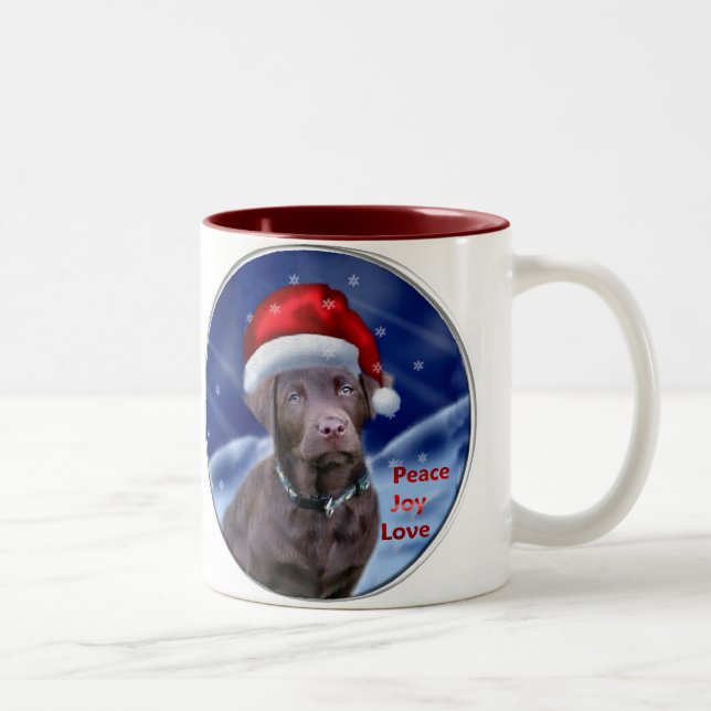 Chocolate Labrador Retriever-julgåvor Två-Tonad Mugg (Höger)