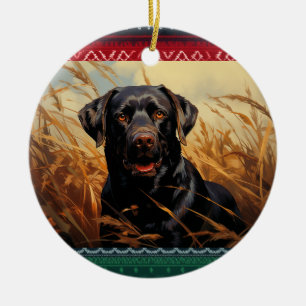 Chocolate Labrador Retriever Julgransprydnad Keramik