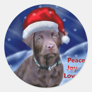 Chocolate Labrador Retriever julklappar Runt Klistermärke