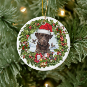 Chocolate Labrador Retriever, julkrans Julgransprydnad Keramik