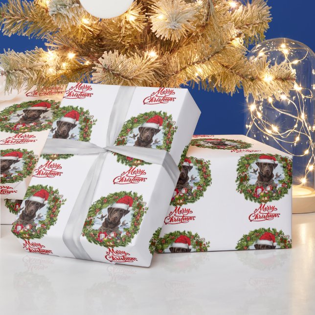 Chocolate Labrador Retriever, julkrans Presentpapper (Helgdagar)