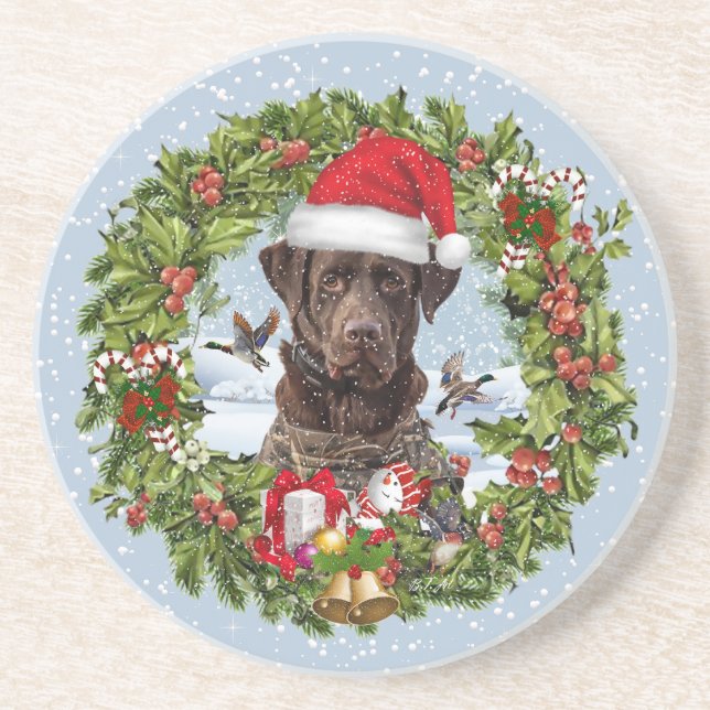 Chocolate Labrador Retriever, julkrans Underlägg (Framsidan)