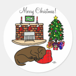 Chocolate Labrador Retriever-julpåskarna Runt Klistermärke