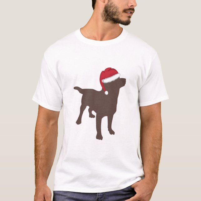 Chocolate Labrador Retriever jultomten T Shirt (Framsida)
