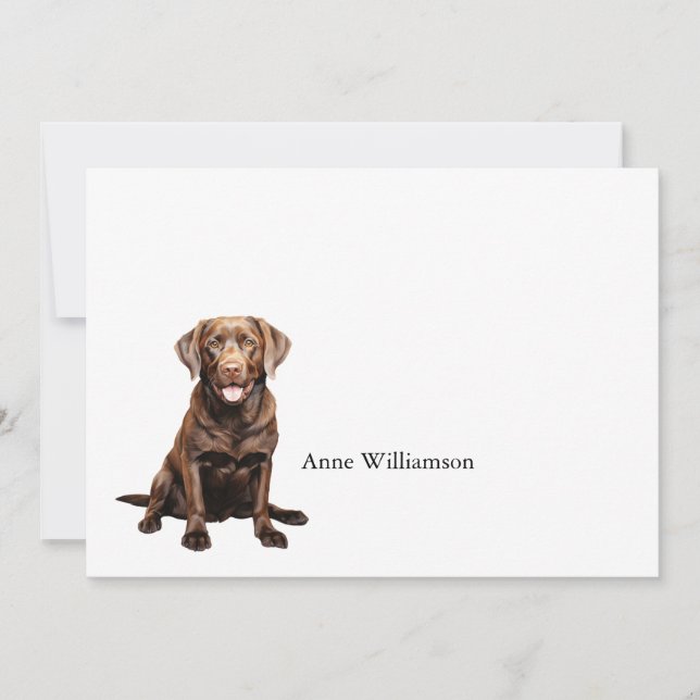 Chocolate Labrador Retriever Note Card Tack Kort (Framsida)