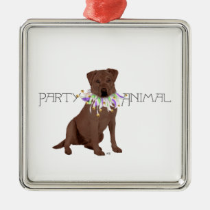 Chocolate Labrador Retriever Party Julgransprydnad Metall