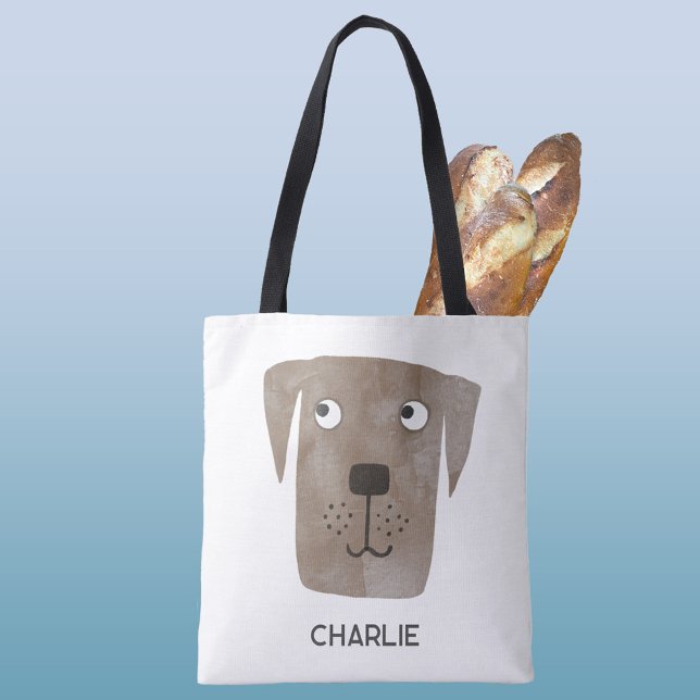 Chocolate Labrador Retriever Personlig Hund Tygkasse (Fun personalized name Chocolate Labrador Retriever dog tote bag)