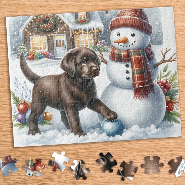 Chocolate Labrador Retriever Puppy Hund jul Pussel (Skapare uppladdad)