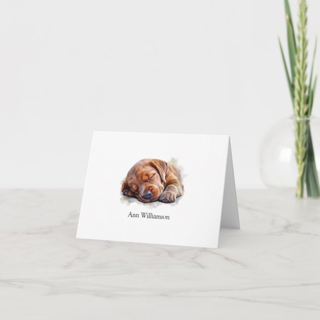 Chocolate Labrador Retriever Puppy Note Card Tack Kort (Framsida)