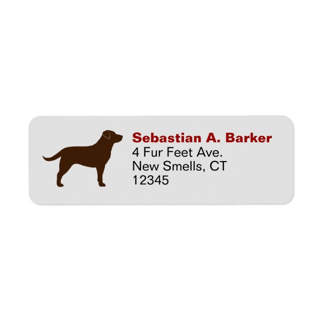 Chocolate Labrador Retriever Silhouette Brown Lab Returadress Etikett (Framsidan)