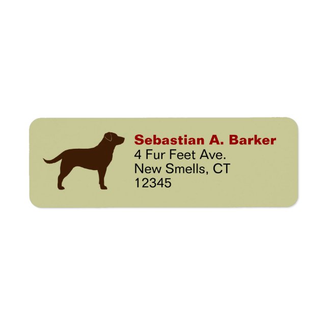 Chocolate Labrador Retriever Silhouette Brown Lab Returadress Etikett (Framsidan)