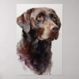 Chocolate labrador retriever watercolor poster