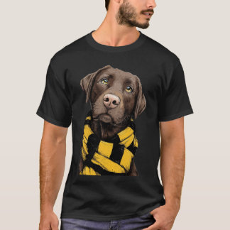 Chocolate Labrador Retriever Wearing a Scarf T Shirt
