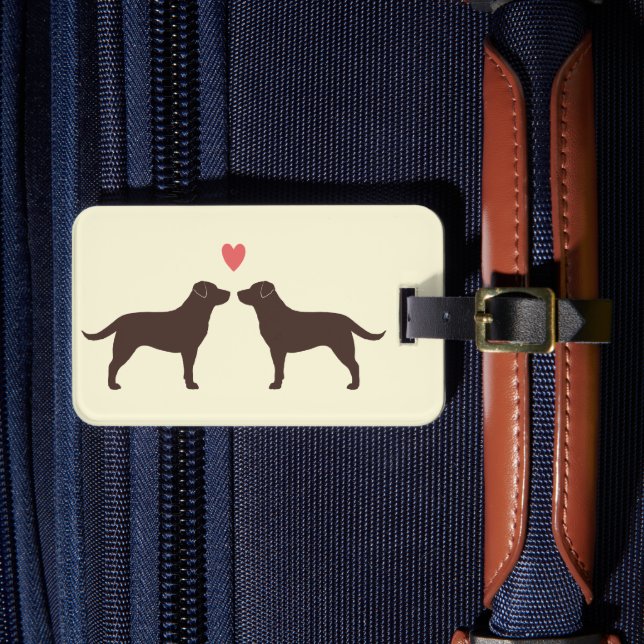 Chocolate Labrador Retrievers with Heart Bagagebricka (Framsida Insitu 4)