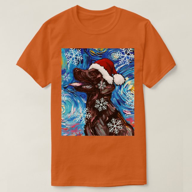Chocolate Labrador Santa T Shirt (Design framsida)