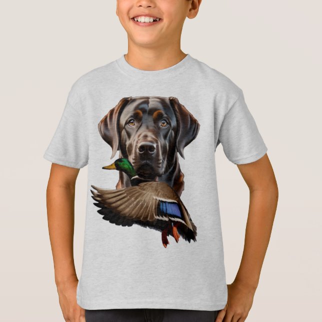 Chocolate Labrador Shirt för barn, Mallard Shirt T (Framsida)