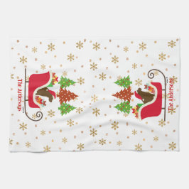 Chocolate Labrador Silhouette julhelg Kökshandduk