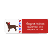 Chocolate Labrador Silhouette Santa Red