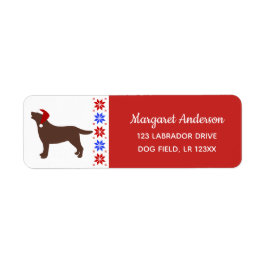 Chocolate Labrador Silhouette Santa Red Returadress Etikett