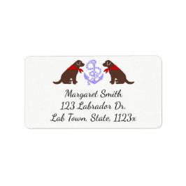 Chocolate Labrador Sitta-kontur Nautical Adressetikett