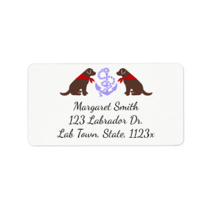 Chocolate Labrador Sitta-kontur Nautical Adressetikett