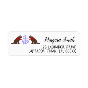 Chocolate Labrador Sitta Nautical Returadress Etikett