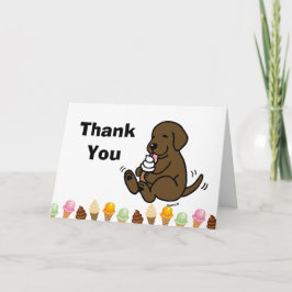 Chocolate Labrador Slickande iskräm Tack Kort